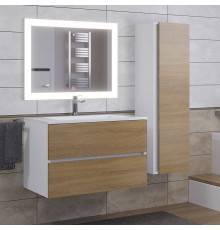 Мебель для ванной комнаты Uperwood Barsa 80 подвесная, белая, дуб сонома, раковина Next белая