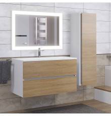 Мебель для ванной комнаты Uperwood Barsa 90 подвесная, белая, дуб сонома