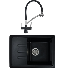 Комплект Мойка кухонная Wisent MW620-25 оникс + Смеситель W4855-25-2 оникс, черный