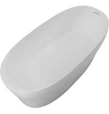 Ванна из искусственного камня Allen Brau Krion Neo 170x80 см, отдельностоящая, овальная, со сливом-переливом, белая матовая, фурнитура белая