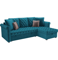 Угловой диван Mebel-Ars Берлин бархат сине-зеленый star velvet 43 black green, декоративные подушки темно-коричневые