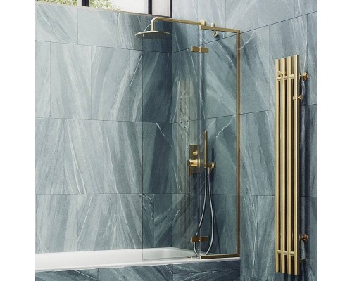 Шторка на ванну Maybahglass MGV-656-3 69 см, профиль золото, стекло прозрачное