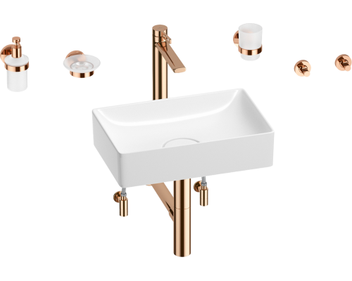 Комплект Wellsee Pure BY Wellsee 201006309 белый глянцевый, розовое золото, 9 в 1