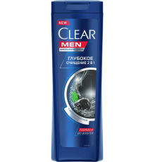 Шампунь Clear Men Глубокое очищение увлажняющий, питательный, для всех типов волос, 2 в 1, для ежедневного применения, 400 мл