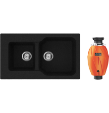Комплект Мойка кухонная Omoikiri Maru 86-2-BL черная + Измельчитель Nagare 1000