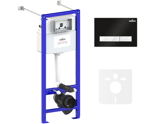 Система инсталляции для унитазов Lavinia Boho RelFix 77020028 4 в 1 с кнопкой смыва, матовый черный, белый