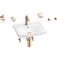 Комплект Wellsee FreeDom 201006809 глянцевый белый, розовое золото, 9 в 1
