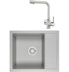 Комплект Мойка кухонная KRONA Flugel WR600-500 1 60х50 см, gray + Смеситель Brunnen H315 1 gray
