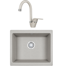Комплект Мойка кухонная KRONA Quadrat W550-460 1 55х46 см, gray + Смеситель Wasser H270 1 gray