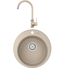 Комплект Мойка кухонная KRONA Runde D475 1 47,5 см, sand + Смеситель Wasser H265 1 sand