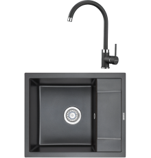 Комплект Мойка кухонная KRONA Flugel WR600-500 1 60х50 см, black + Смеситель Wasser H265 1 black
