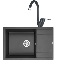 Комплект Мойка кухонная KRONA Flugel WRL780-500 1 78х50 см, black + Смеситель Wasser H270 1 black