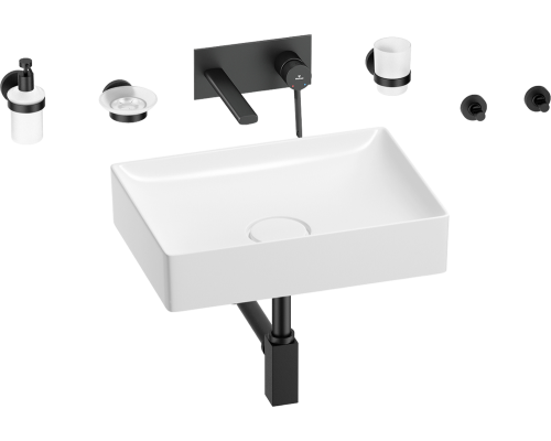 Комплект Wellsee Pure BY Wellsee 201006387 С ВНУТРЕННЕЙ ЧАСТЬЮ, глянцевый белый, матовый черный, 8 в 1