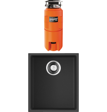 Комплект Мойка кухонная Omoikiri Bosen 38-U-BL черная + Измельчитель Nagare slim 500