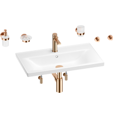 Комплект Wellsee FreeDom 201007059 глянцевый белый, розовое золото, 9 в 1