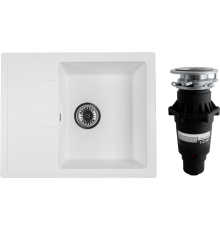 Комплект Мойка кухонная Reflexion Plato RX1457WH белая + Измельчитель Bone Crusher BC 810-SL Slim Line