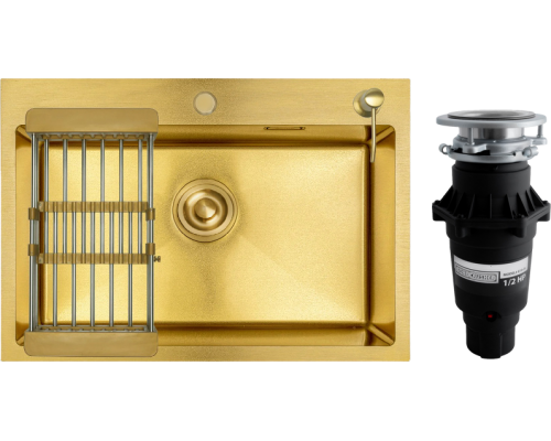 Комплект Мойка кухонная РМС MR-6050G золотая + Измельчитель Bone Crusher BC 810-SL Slim Line