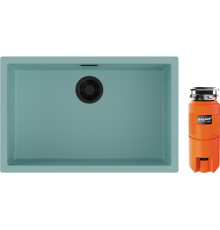 Комплект Мойка кухонная Omoikiri Yamakawa 75-U/I-AZ azur blue + Измельчитель Nagare slim 500