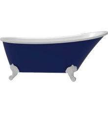Акриловая ванна Teymi Iva T130121 160x70 см, отдельностоящая, овальная, с ножками, со сливом-переливом, с донным клапаном, синяя, матовая
