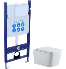 Комплект Унитаз подвесной AQUATEK Либра New AQ0530N-00 безободковый, с микролифтом + Инсталляция Eco Standard INS-0000014