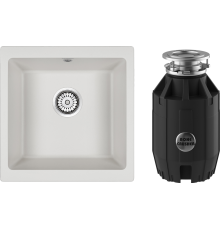 Комплект Мойка кухонная Paulmark Brilon PM104546-WH белый + Измельчитель Bone Crusher BC 910-AS