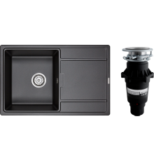 Комплект Мойка кухонная Paulmark Flugen 50-780 PM217850-BL черный + Измельчитель Bone Crusher BC 810-SL Slim Line