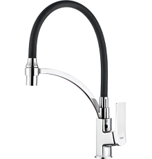 Смеситель для кухни Ledeme H75 L4075-2 с гибким изливом, хром, черный