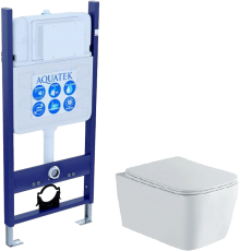 Комплект Унитаз подвесной AQUATEK Либра New AQ1148N-00 безободковый, с микролифтом + Инсталляция Eco Standard INS-0000014