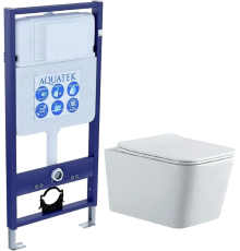 Комплект Унитаз подвесной AQUATEK Либра New AQ1148N-00 безободковый, с микролифтом + Инсталляция Standard INS-0000012