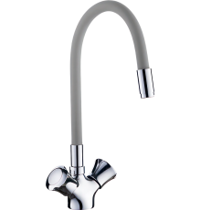 Смеситель для кухни Ledeme L4022-9 с гибким изливом, хром, серый