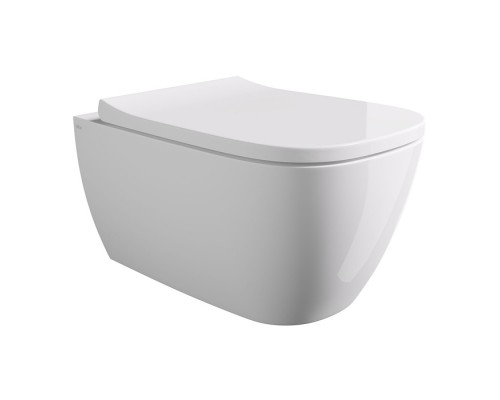 Alice Wunder Унитаз 53х31см., подвесной, безободковый, смыв aliflush+, под крепления Fischer WB-KliX, без сиденья и крышки, биколор, цвет: белый матовый/глянце. 45000191