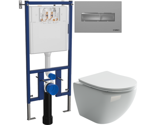 Комплект Унитаз подвесной Ceramicanova Metropol CN4002 безободковый + Инсталляция DIWO 4501 + Кнопка 7321 хром матовый Комплект Унитаз подвесной Ceramicanova Metropol CN4002 безободковый + Инсталляция DIWO 4501 + Кнопка 7321 хром матовый