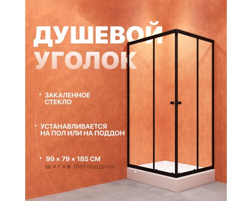 Душевой уголок DIWO Углич 100х80, профиль черный матовый