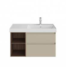 Тумба с раковиной KERAMA MARAZZI Cubo 90, правая лимо матовая, структурированный орех
