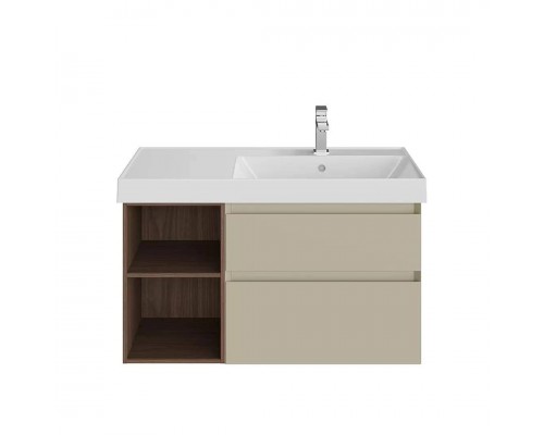 Тумба с раковиной KERAMA MARAZZI Cubo 90, правая лимо матовая, структурированный орех