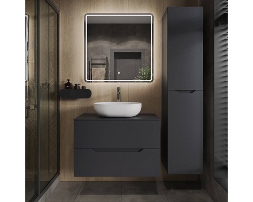 Мебель для ванной комнаты Orange Line 80 подвесная, 2 ящика, матовый графит с раковиной B05-480W