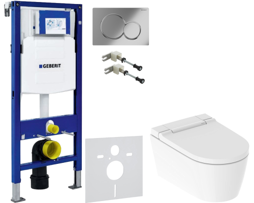 Комплект Унитаз подвесной Geberit AquaClean Sela 146.224.11.1 альпийский белый + Крепления Duofix 111.815.00.1 к стене + Шумоизоляция 156.050.00.1 + Инсталляция UP 320 111.300.00.5 + Кнопка Sigma 01 115.770.21.5 хром