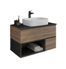 Тумба с раковиной Comforty Штутгарт 90 подвесная, темно-коричневый дуб, раковина Comforty T-Y9378