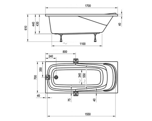 Ravak Vanda II Ванна 170х70см, встраиваемая, цвет: белый. CP21000000