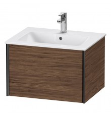 Duravit XViu Тумба подвесная 61x48x40см, с раковиной, 1 ящик, цвет: walnut dark/черный матовый. 2336630000,  XV40250B221