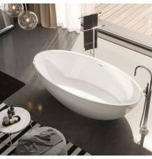 Gruppo Treesse Carezza Ванна 170х80х52см., отдельностоящая, Solid Surface, с сливом-переливом и сифоном, цвет: белый глянцевый. V307BL