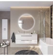 Мебель для ванной комнаты Cezares Eco Cer-N 120 L, bianco lucido, раковина Duet 120 L, ручки серые