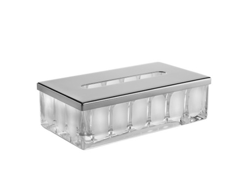 3SC Montblanc Контейнер для бумажных салфеток 23х12.5х7см., настольный, цвет: полупрозрачный хрусталь/хром. MB70ACRSL