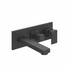 Gessi Rettangolo Смеситель для раковины, встраиваемый, однорычажный, с изливом и переключателем PUSH, внешняя часть, цвет: Black XL. 44906#299