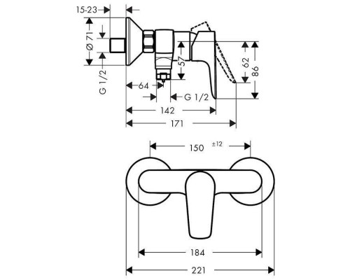 Hansgrohe Talis E Смеситель для душа, настенный, цвет: шлифованная бронза. 71760140 Hansgrohe Talis E Смеситель для душа, настенный, цвет: шлифованная бронза. 71760140