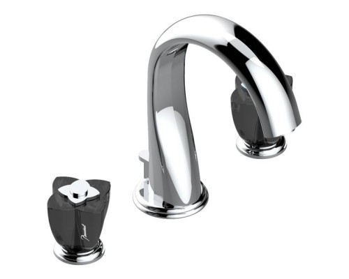 THG Petale de Cristal noir Смеситель для раковины, 3 отв., цвет: хром/черный хрусталь. U6D-A02-151 THG Petale de Cristal noir Смеситель для раковины, 3 отв., цвет: хром/черный хрусталь. U6D-A02-151