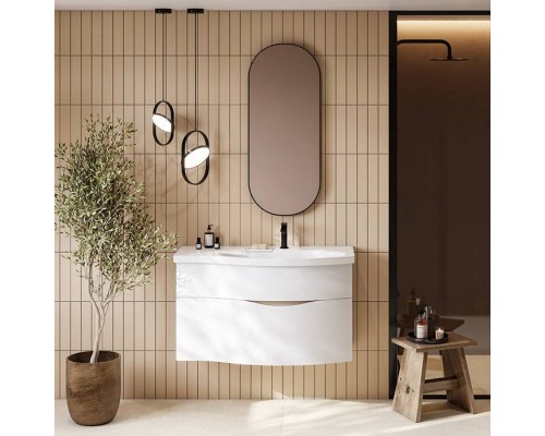 Kerama Marazzi Riva Тумба подвесная 100см, правая, с раковиной, цвет: белый матовый. RV.wb.100Rh,  RV.100Rh\WHT.M