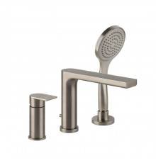 Gessi Emporio Via manzoni Смеситель для ванны, на 3 отв., с переключателем, изливом и шлангом 1,50м, цвет: Finox Brushed Nickel. 38634#149
