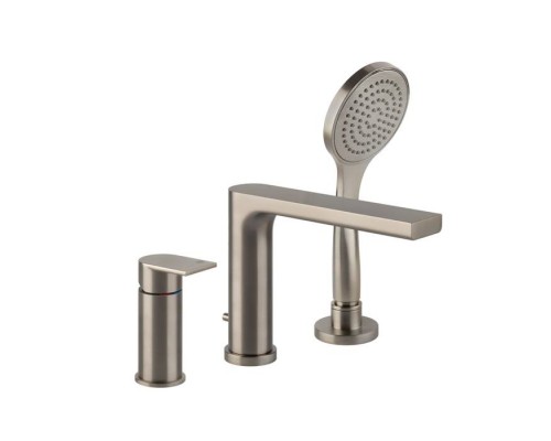 Gessi Emporio Via manzoni Смеситель для ванны, на 3 отв., с переключателем, изливом и шлангом 1,50м, цвет: Finox Brushed Nickel. 38634#149 Gessi Emporio Via manzoni Смеситель для ванны, на 3 отв., с переключателем, изливом и шлангом 1,50м, цвет: Finox Brushed Nickel. 38634#149