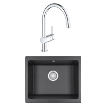 Комплект Мойка Granula 5551, черный + Смеситель Grohe Minta 3291800E хром